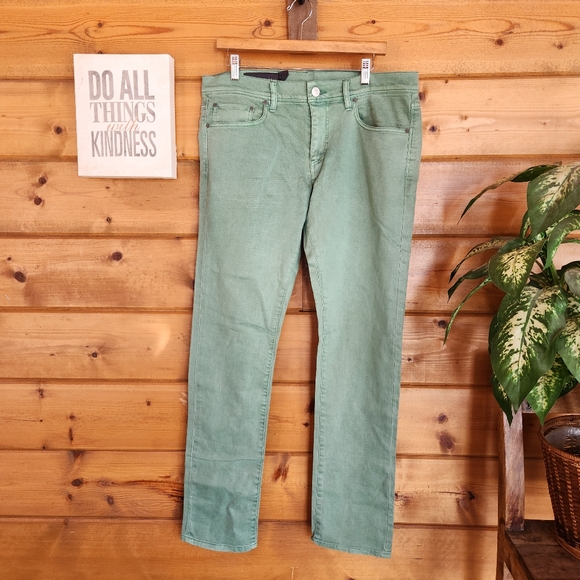 Armani Exchange A/X‎ Mens Low Rise Slim Skinny Leg Green Denim Jeans Sz 33 X 33" - Picture 1 of 11